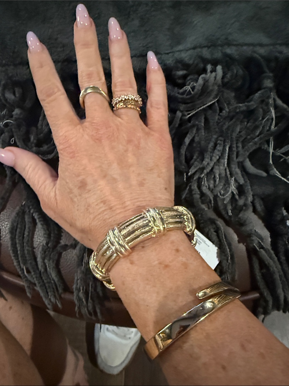 Gold Textured Wrapped Bangle Bracelet